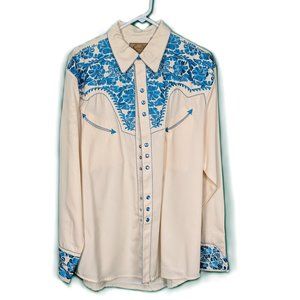 Men's Western Yoke Shirt Floral Embroidered Medium Scully New with Tags